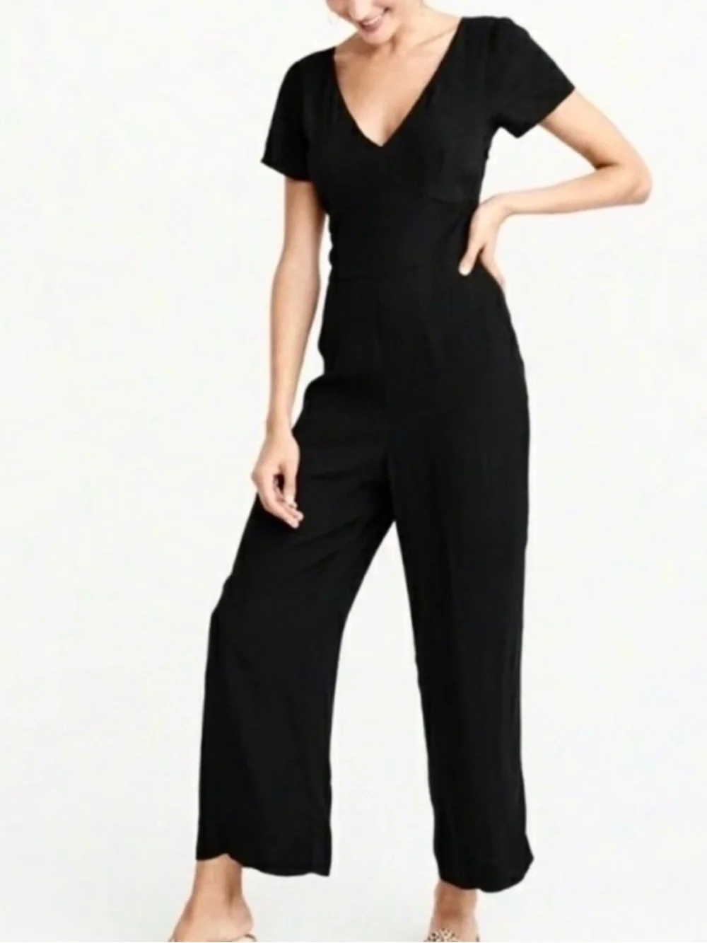 Abercrombie & Fitch NWT black tie back cutout jumpsuit - Picture 2 of 3